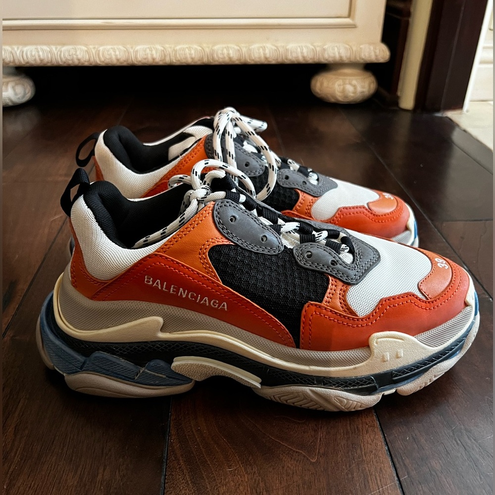 Balenciaga triple S sneakers in orange and blue